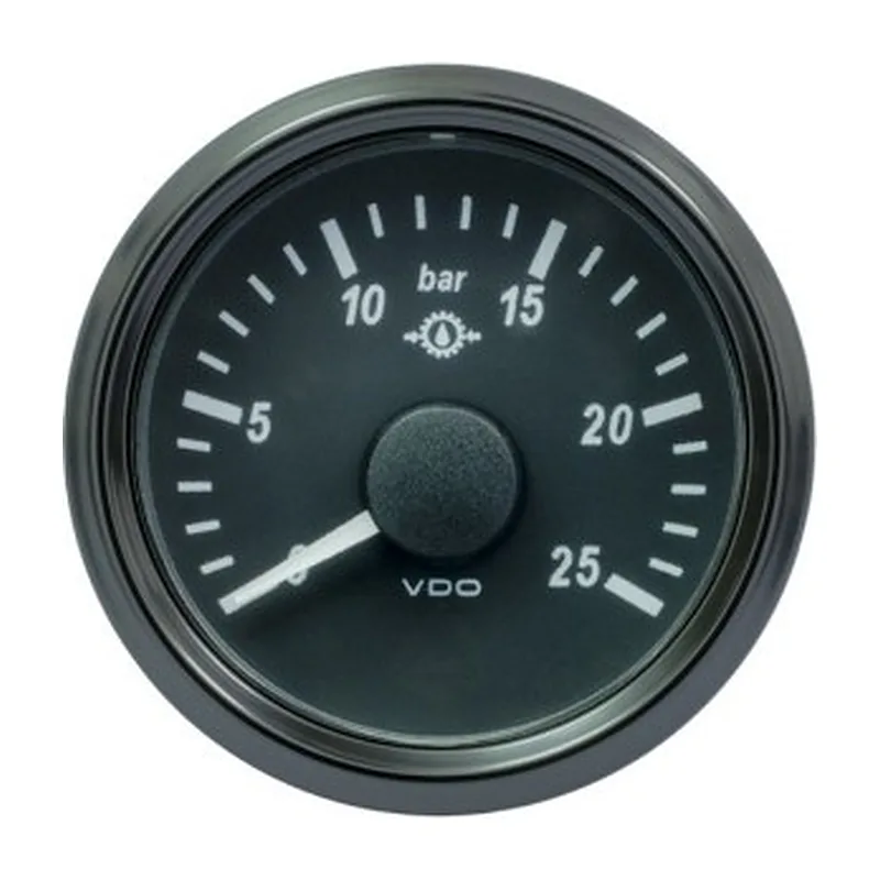 VDO Pressure Gauge Singleviu 52mm 25 Bar Trans 10 184ohm 12/24v
